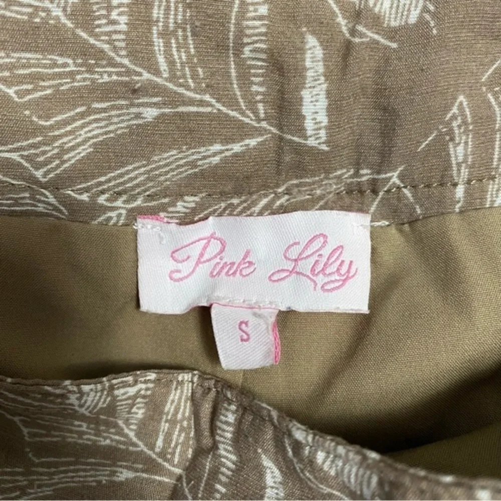Pink Lily Sunny Day Getaway Printed‎ Taupe Pants